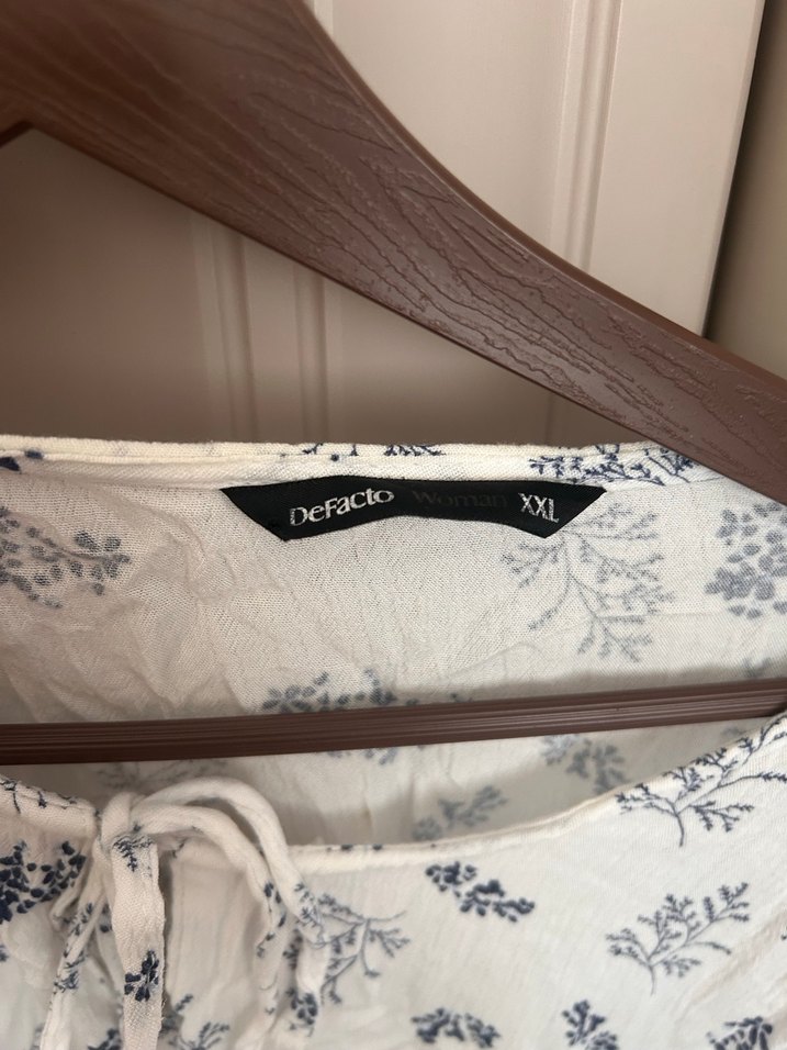 Nakışlı Bohem Pamuklu V Yaka Bluz - Görsel 4