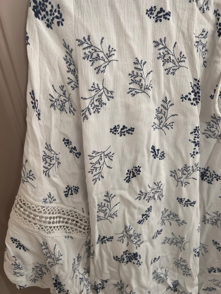 Nakışlı Bohem Pamuklu V Yaka Bluz - Görsel 2