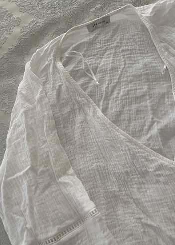 Kadın Beyaz Keten Bol Paça Pantolon ve üst - Görsel 5