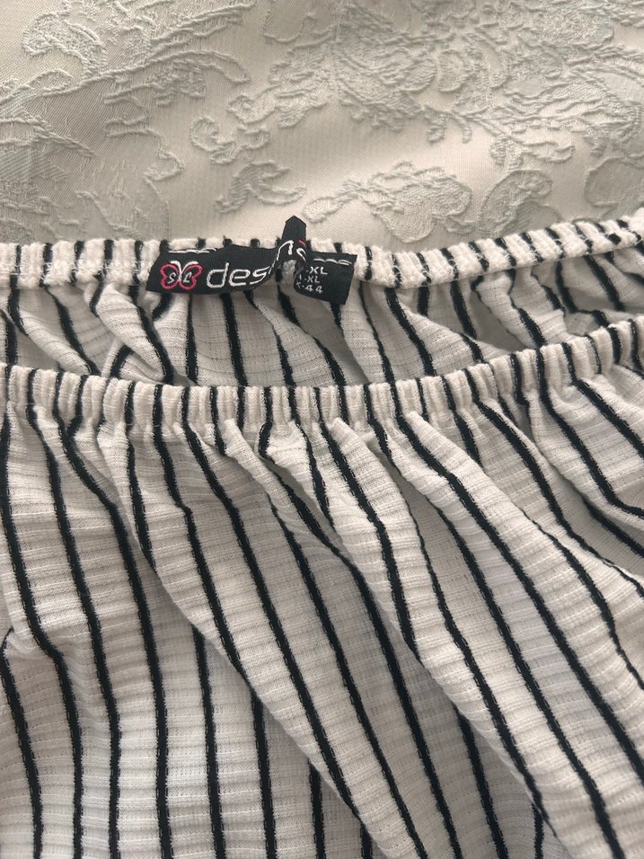 Kadın Beyaz Çizgili Uzun Tulum - Görsel 3