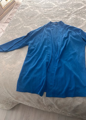 Mavi Keten Piliseli Kadın Pantolon ve ceket - Görsel 5