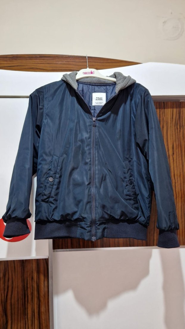 Kapüşonlu Lacivert Erkek Çocuk Ceketi - Görsel 2