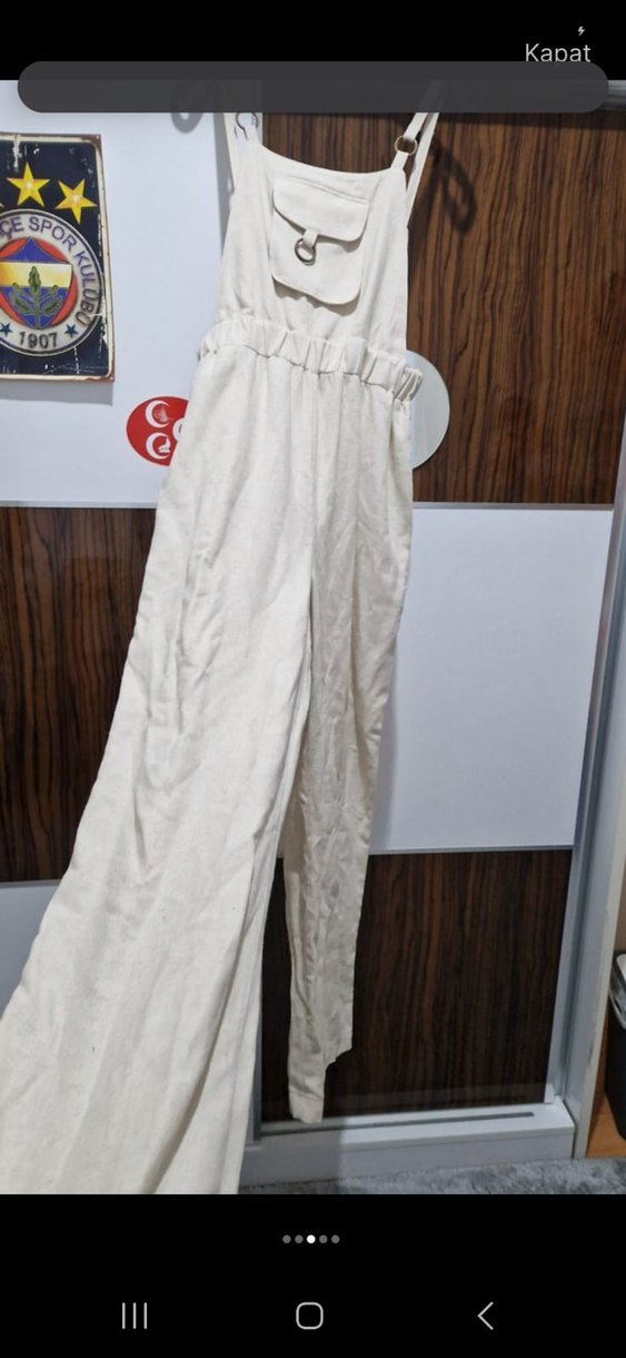 Bej Kadın Keten Uzun Tulum - Görsel 3