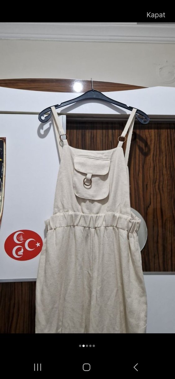 Bej Kadın Keten Uzun Tulum - Görsel 2