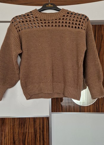 Kadın Kahverengi Örgü Kazak - Görsel 2