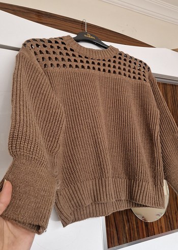 Kadın Kahverengi Örgü Kazak - Görsel 3
