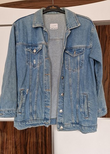 Düğmeli Geniş Kesim Kadın Denim Ceket - Görsel 3