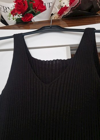 Zebra Desenli Siyah Triko Uzun Elbise - Görsel 5