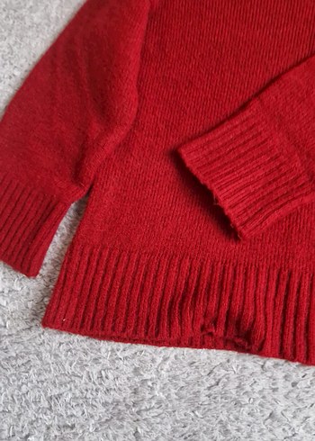 Kırmızı Örgü Kadın Yün Kazak - Görsel 4