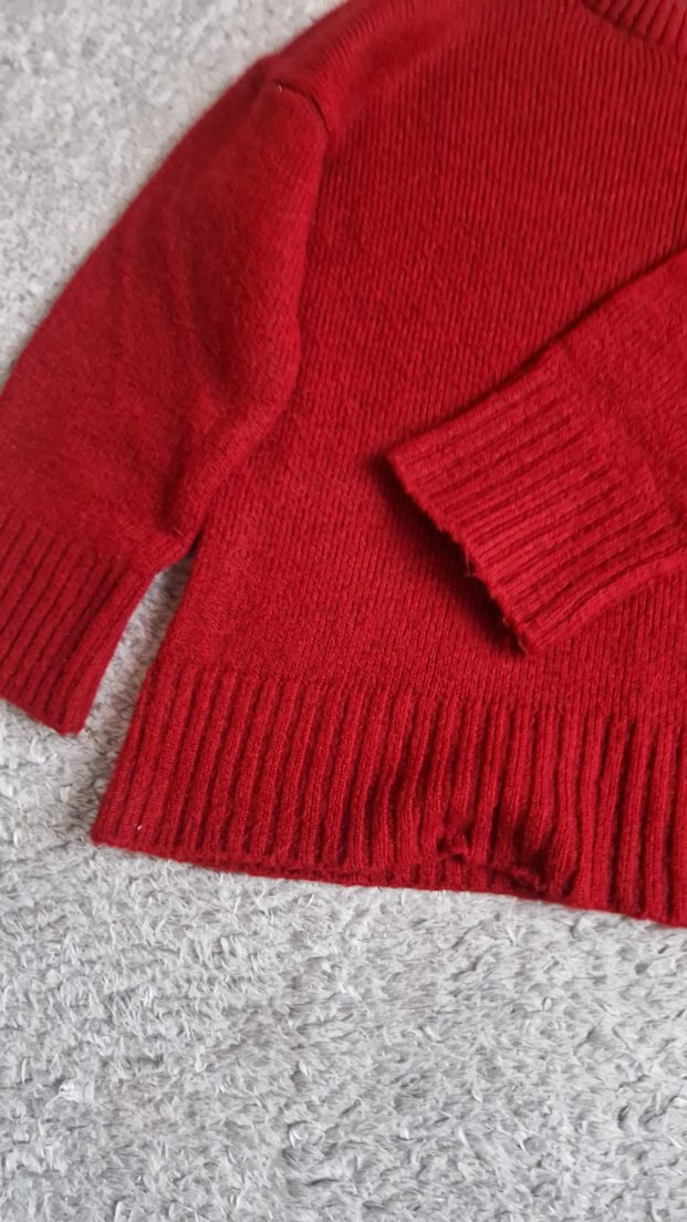 Kırmızı Örgü Kadın Yün Kazak - Görsel 4