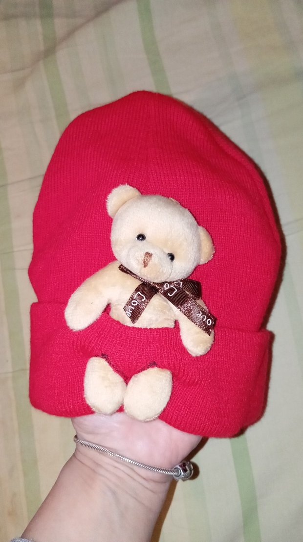 Ayıcıklı Kırmızı Bere - Görsel 2