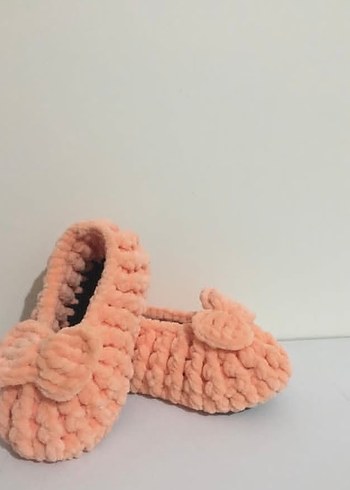 Kız Çocukları İçin Pembe Örgü Sıcak Ev Panduf - Görsel 2