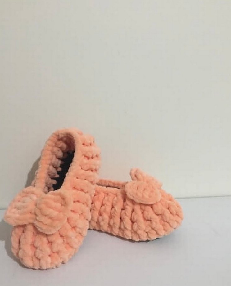 Kız Çocukları İçin Pembe Örgü Sıcak Ev Panduf - Görsel 2