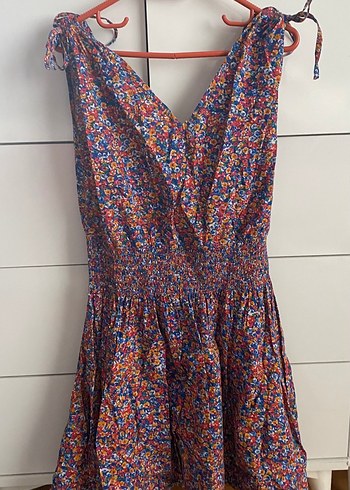 Renkli Bohem V-Yaka Askılı Elbise - Görsel 5