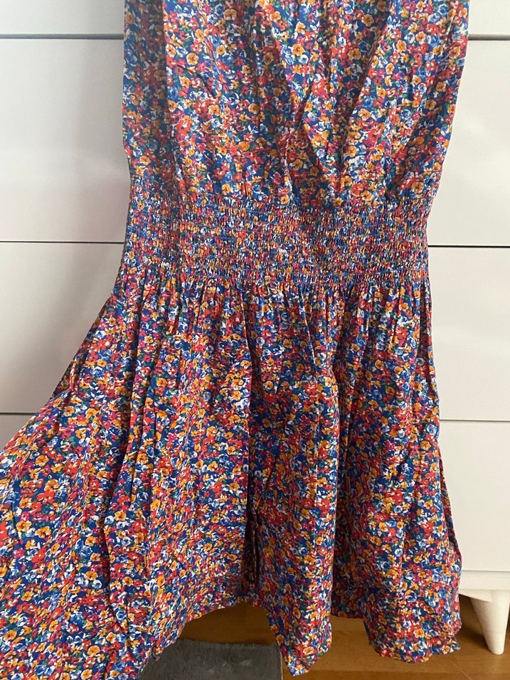 Renkli Bohem V-Yaka Askılı Elbise - Görsel 3