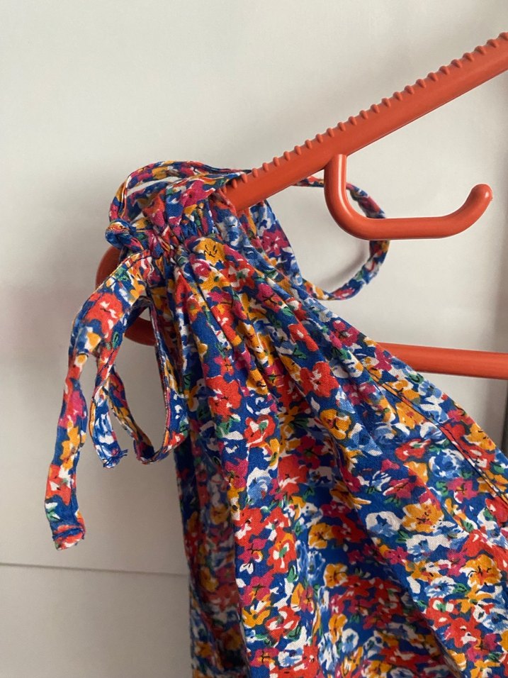 Renkli Bohem V-Yaka Askılı Elbise - Görsel 2