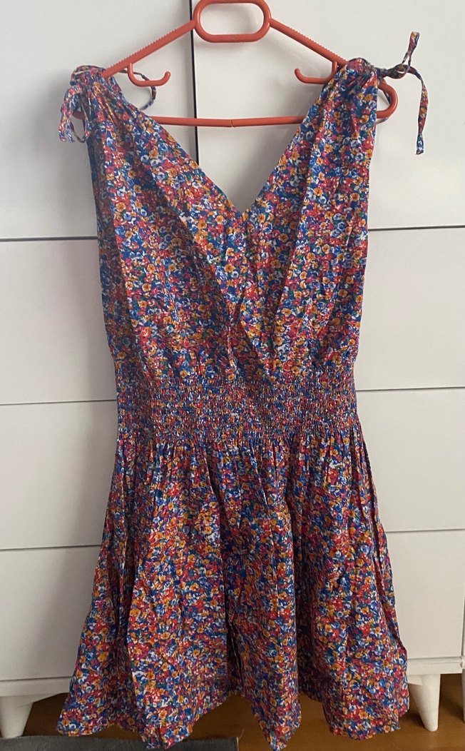 Renkli Bohem V-Yaka Askılı Elbise - Görsel 5