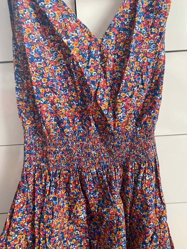 Renkli Bohem V-Yaka Askılı Elbise - Görsel 4