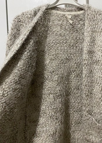 Gri Örgü Kadın Hırka Midi Boy Rahat Kesim - Görsel 4