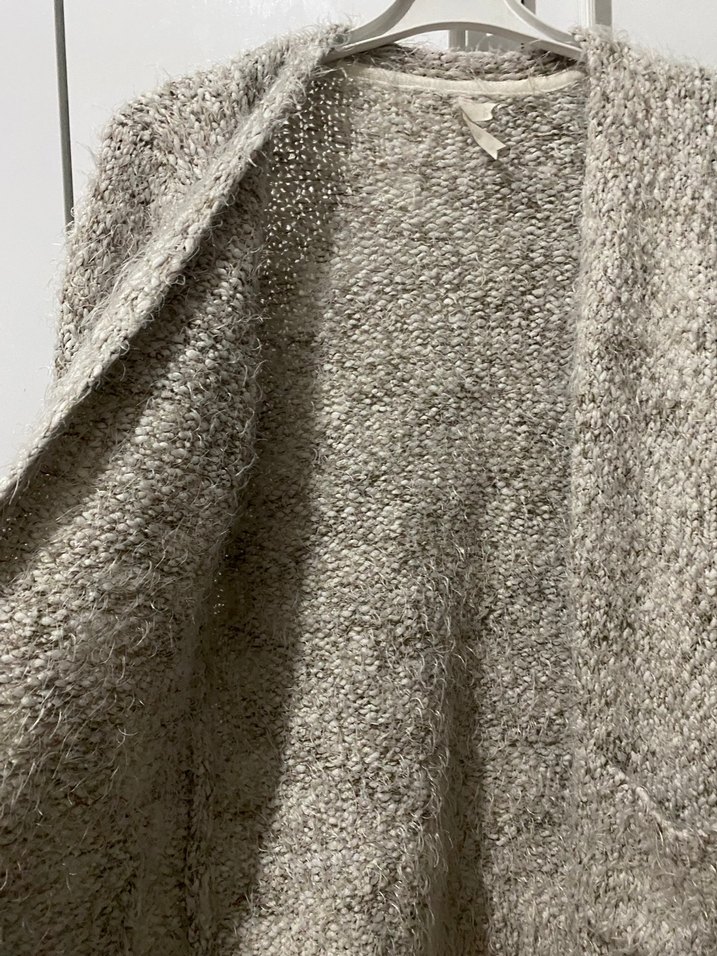 Gri Örgü Kadın Hırka Midi Boy Rahat Kesim - Görsel 4