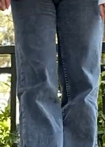 Gri Midi Boy Bol Kesim Kadın Kot Pantolon - Görsel 2