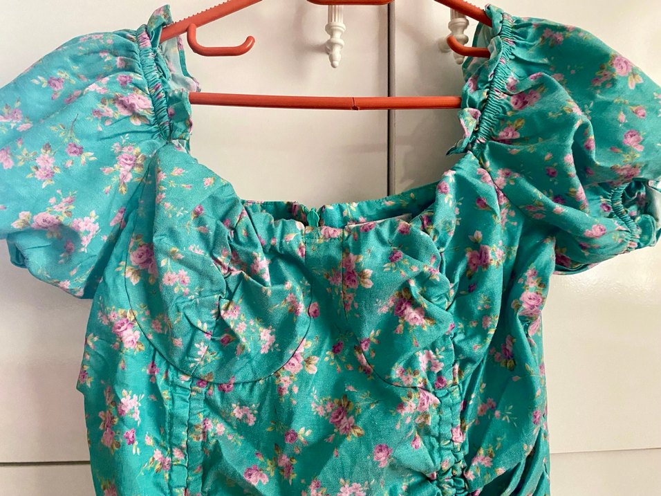 Turkuaz Drapeli Mini Bohem Elbise - Görsel 2