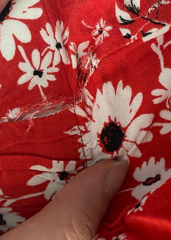 Çiçekli Kırmızı şortlu  Midi Etek - Görsel 3