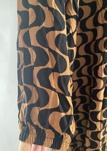 Desenli Kahverengi Uzun Kollu Kadın Elbise - Görsel 5