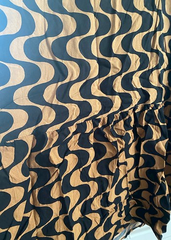 Desenli Kahverengi Uzun Kollu Kadın Elbise - Görsel 3