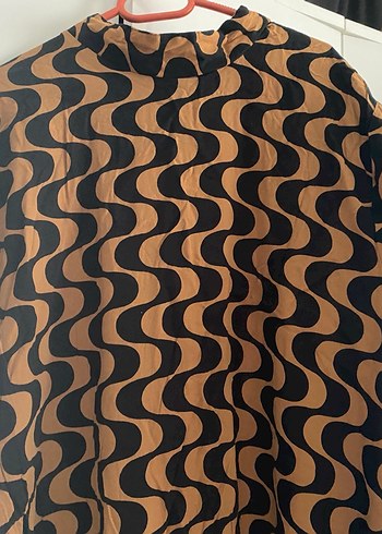 Desenli Kahverengi Uzun Kollu Kadın Elbise - Görsel 4