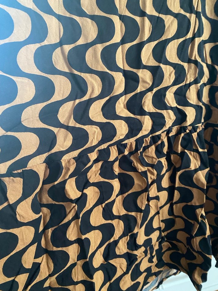 Desenli Kahverengi Uzun Kollu Kadın Elbise - Görsel 3