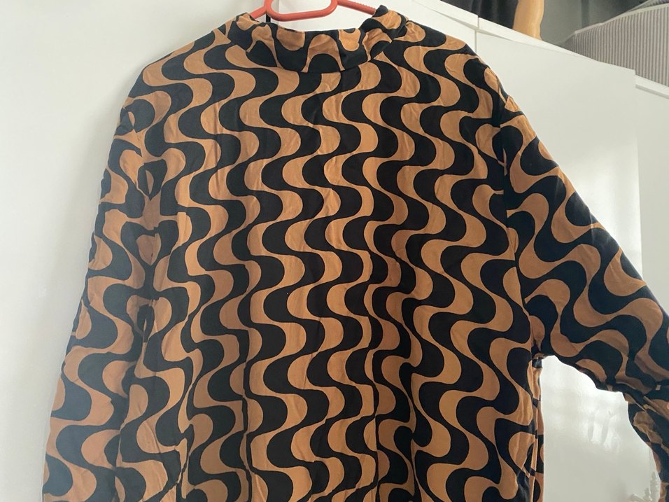 Desenli Kahverengi Uzun Kollu Kadın Elbise - Görsel 4