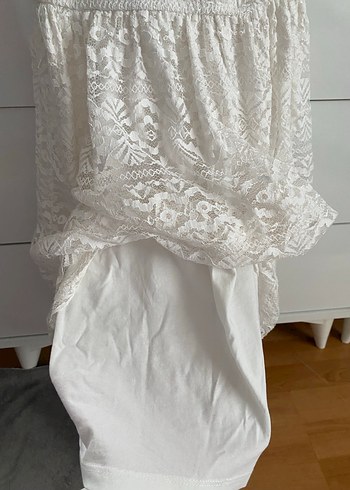 Beyaz Mini Bohem elbise - Görsel 4