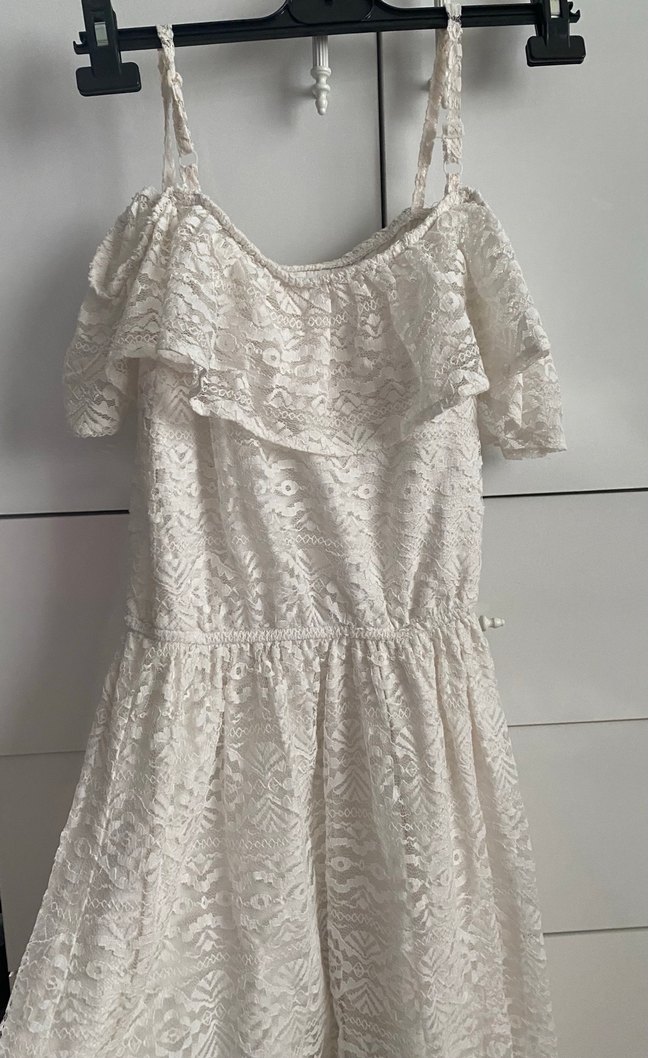 Beyaz Mini Bohem elbise - Görsel 3