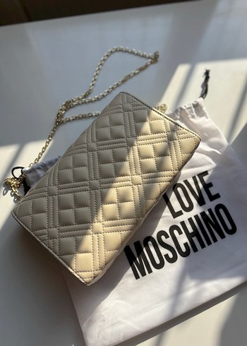 Love Moschino Zincir Detaylı Bej Deri Çanta - Görsel 5