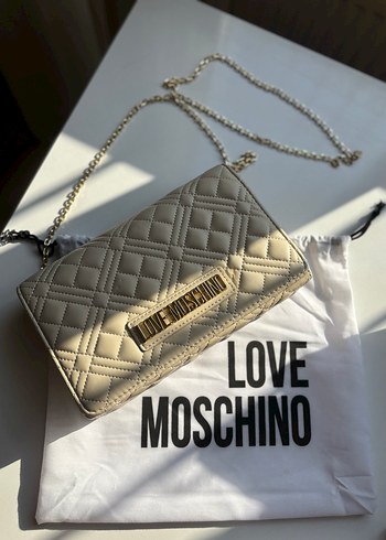 Love Moschino Zincir Detaylı Bej Deri Çanta - Görsel 4