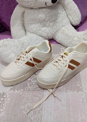 bej Bağcıklı Kadın Sneakers - Görsel 2