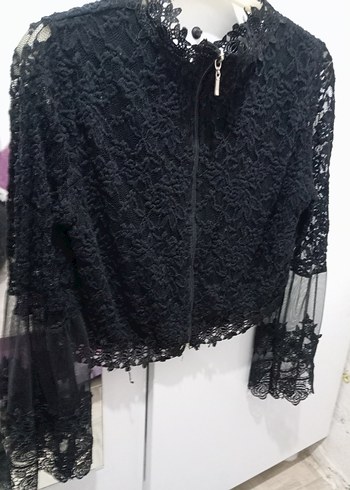 Dantelli Siyah Uzun Kollu Gotik Bluz - Görsel 2