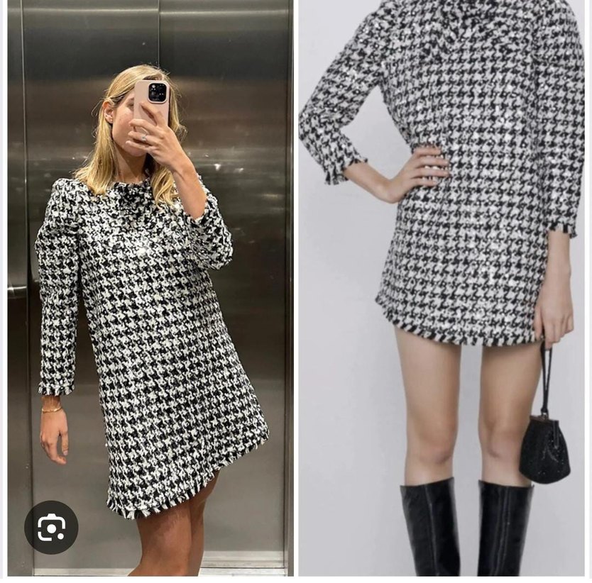 siyah beyaz Desenli Midi Kadın elbise veya tunik kulanilanilir - Görsel 2