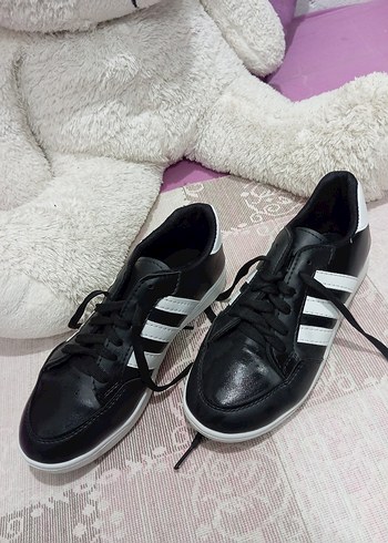 Siyah beyaz Bağcıklı Kadın Spor Ayakkabı - Görsel 2
