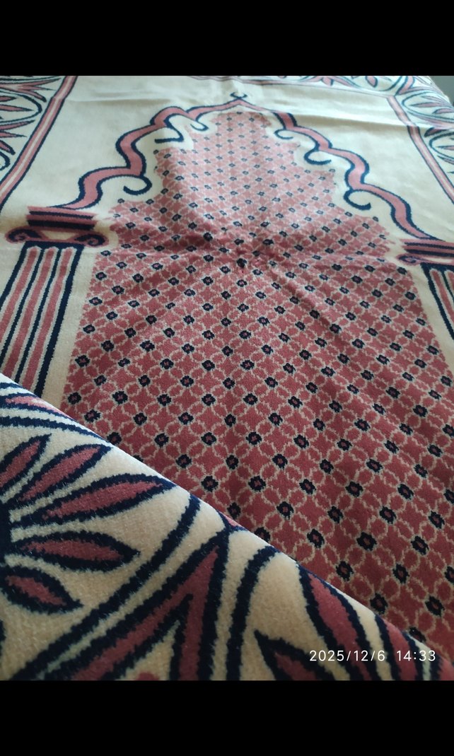 SIFIR Bordo Renkli Geleneksel Desenli Seccade - Görsel 3