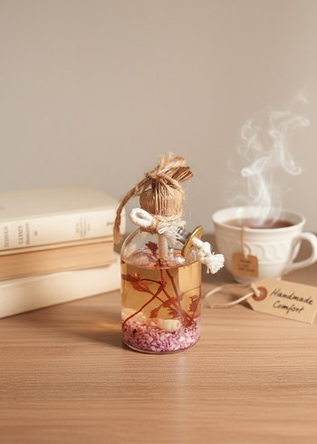 Renkli Bitkili Cam Mumluk Seti Dekoratif kandil mumu - Görsel 2