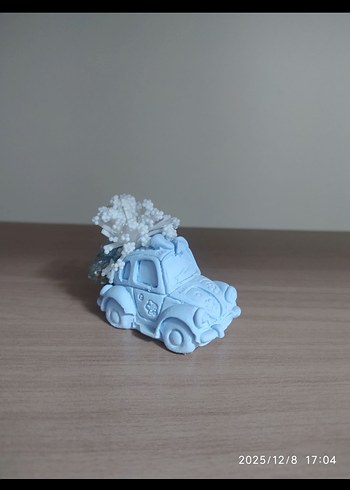 Pastel Turkuaz Dekoratif Taş Araba - Görsel 4