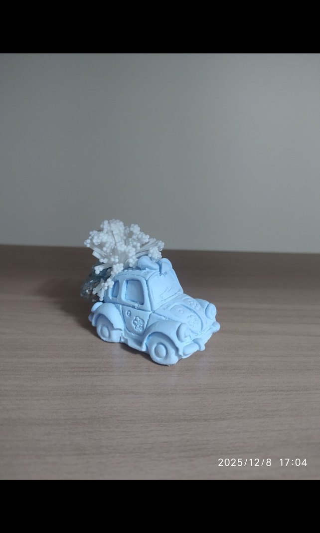 Pastel Turkuaz Dekoratif Taş Araba - Görsel 4