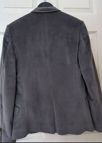 Gri Süet Erkek Ceket, Düğmeli, Ofis Şıklığı - Görsel 2