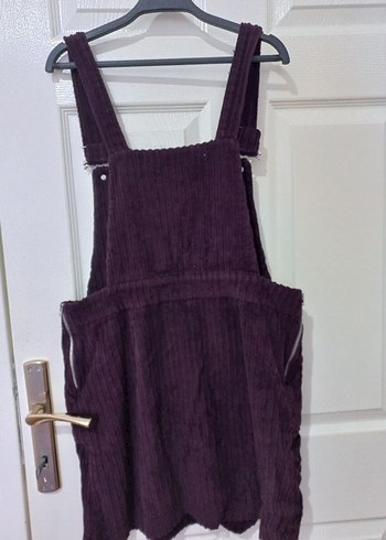 Mor Kadife Kısa Askılı Elbise - Görsel 2