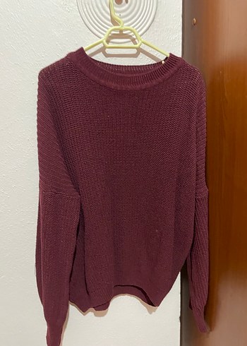 Bordo Örgü Kadın Kazak - Görsel 2