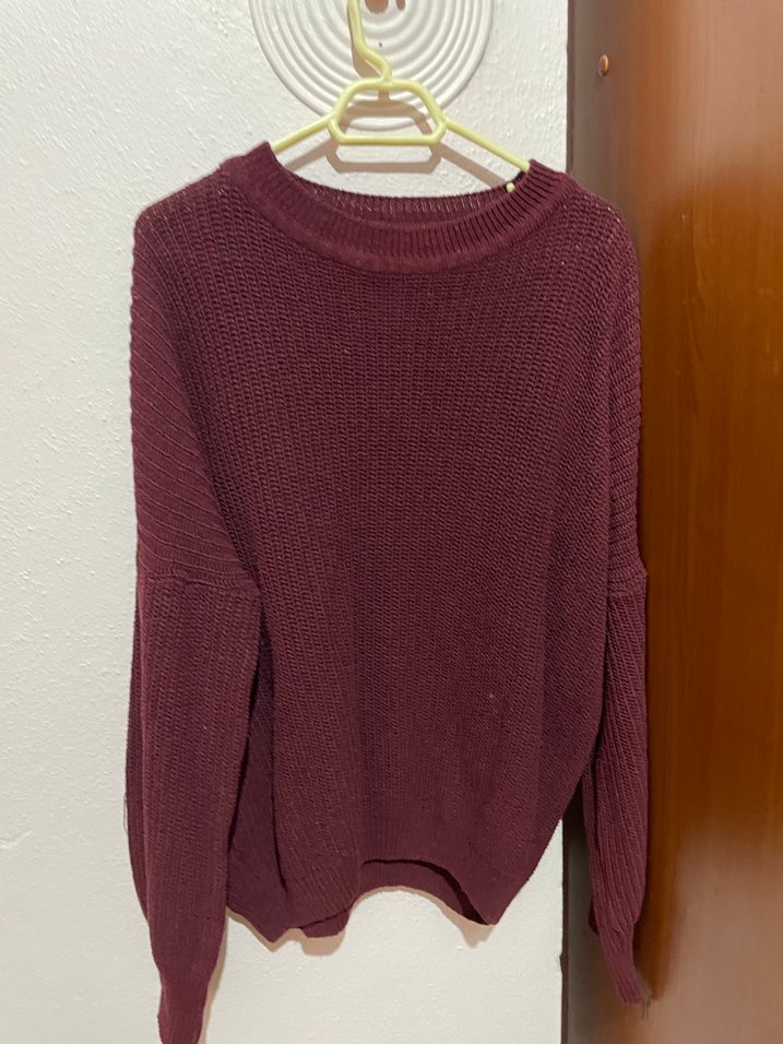 Bordo Örgü Kadın Kazak - Görsel 2