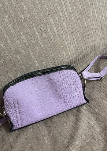 Lila Yılan Derisi Desenli Deri Kadın Çanta - Görsel 2