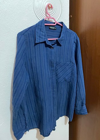 Kadın Lacivert Uzun Kollu Denim Gömlek - Görsel 3